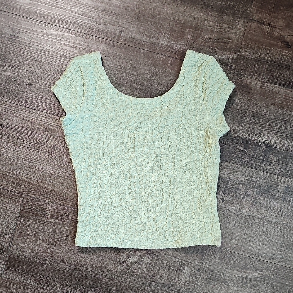 Anthropologie Maeve - Textured Mint Crop Top